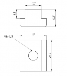 Сухарь для станочных пазов M8 11.7*19*12.5