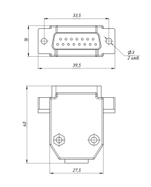 Разъем D-SUB DB-15M (штекер)