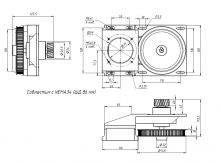 Ременной редуктор 1:5 модуль 2 косозубая рейка