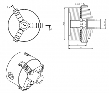 Патрон токарный 3-х кул. ф100 7100-0002 фланец