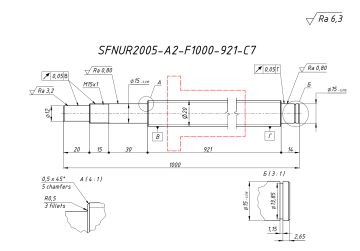 Винт+ гайка SFNUR2005-A2-F1000-921-C7