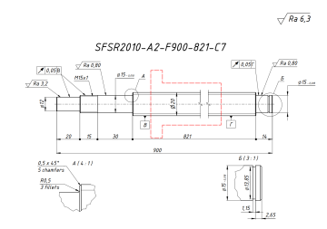Винт+ гайка SFSR2010-A2-F900-821-C7