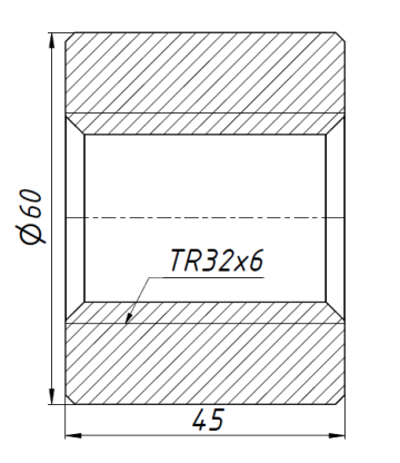 Гайка трапецеидальная 32x6 без фланца