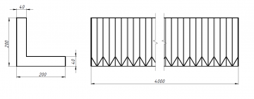 Гофра Г-образная 200х200х4000 (40 мм)