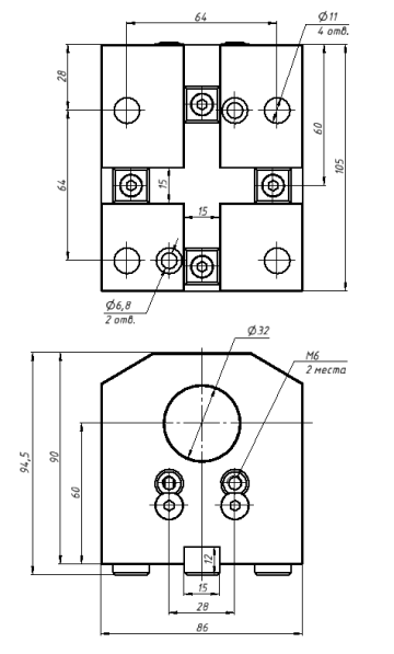 Держатель расточного инструмента BMT55-B6032 105х86х90, стационарный, осевой