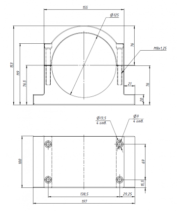 Кронштейн (держатель) для шпинделя 125 мм