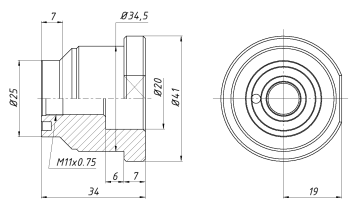Керамический держатель сопла D41 (H34 M11x0.75)