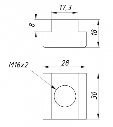 Сухарь для станочных пазов M16 17,3*28*18