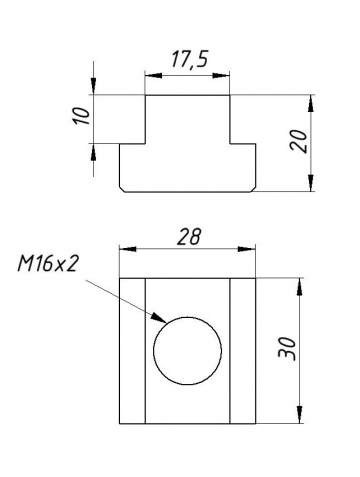 Сухарь для станочных пазов M16 17,5*28*20