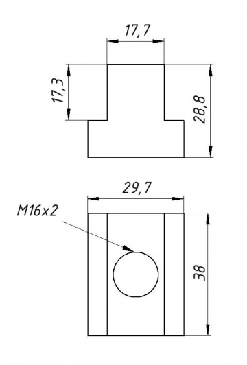 Сухарь для станочных пазов M16 17,8*30*29