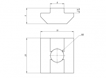 Сухарь пазовый M8-8 (серия 40)
