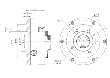 Патрон токарный 3-х кул. ф250 7100-0035 конус 6