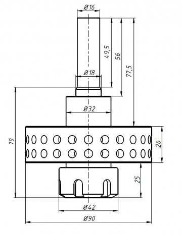 Патрон термосверления ER25 (16mm)