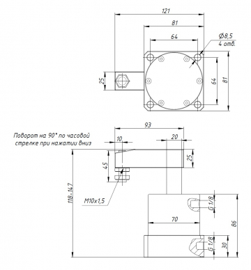 Прижимной пневмоцилиндр ACKR63X90
