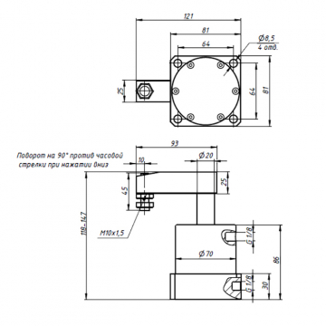 Прижимной пневмоцилиндр ACKL63X90