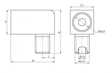 Соединение под прямым углом JT-4 M6*1