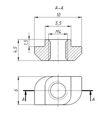 Т-гайка М4 Паз 6 (тип 20, 15,5*8мм)