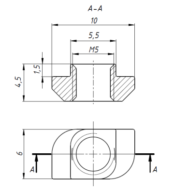 Т-гайка М5 Паз 6 (тип 20, 15,5*8мм)