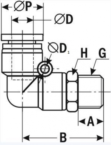 Фитинг угловой PL6-01