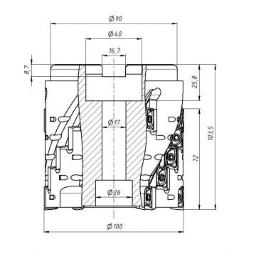 Фреза торцевая насадная со сменными пластинами EAP400R-100-40-72M--6T-30P