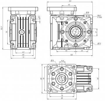 Червячный Редуктор 86мм NMRV-40 (1:80)