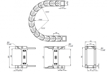 Кабель-канал гибкий TP45x100 R200 (с держателями)