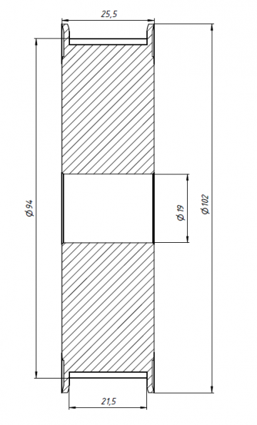 Шкив 60T-5M-20AF 19mm
