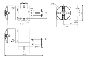 Поворотная ось CL100-10-100B 100мм патрон 4кл. цилиндрический редуктор