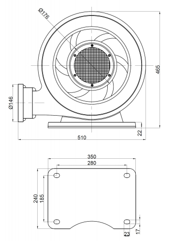 Вытяжной вентилятор "Улитка" 1500Вт 220В пластик