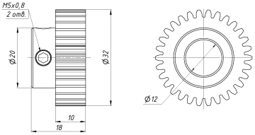 Шестерня M1-30-12 (H18)