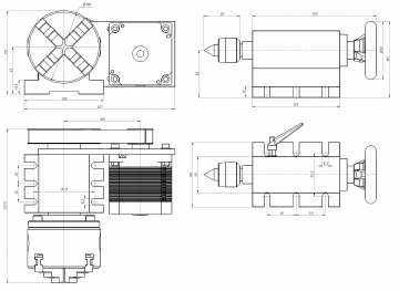 Поворотная ось 5M-3-100B четырехкулачковая на ременном редукторе
