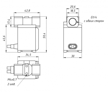 2/2 Клапан H.3., на воздух, G1/4", 24VDC, алюм. (VX210EAXNB)