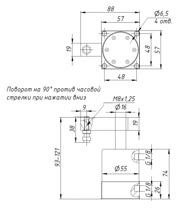 Прижимной пневмоцилиндр ACKL40X90