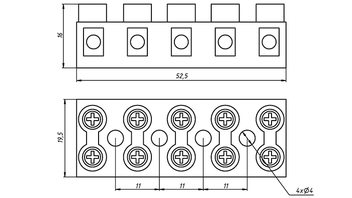 Клеммная колодка чертеж